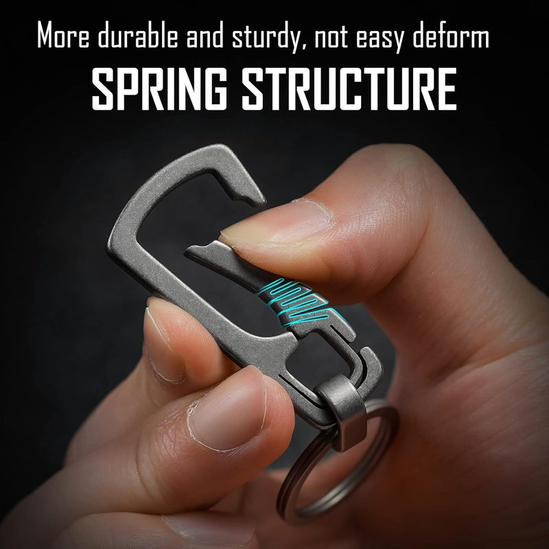 KeyUnity مشبك مفاتيح كارابيني من التيتانيوم، حامل مفاتيح EDC سريع الإطلاق مع حلقة مفاتيح - Image 5
